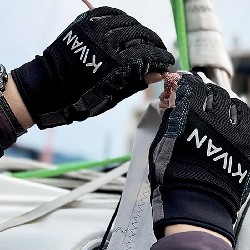KWAN 3-Finger Sailing Gloves for Boating, Kayaking, Paddling and Water Skiing, Two-Finger Cut Design, Triple-Layer Reinforcement, Elastic and Comfortable Fit Suitable for Men, Women and Teenagers - Image 5